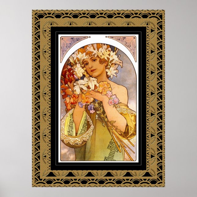 Affiche d'art vintage Alphonse Mucha avec cadre (Devant)