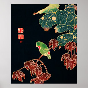 Affiche d'art vintage japonaise représentant un pe
