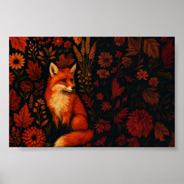 Affiche d'art vintage renard automne (Devant)