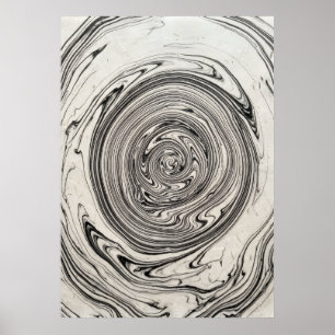 Affiche d'art vortex en marbre noir et blanc