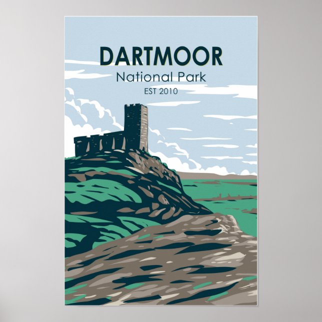 Affiche Dartmoor National Park Castle Ruines Angleterre (Devant)