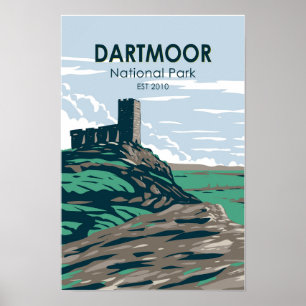 Affiche Dartmoor parc national ruines du château Angleterr