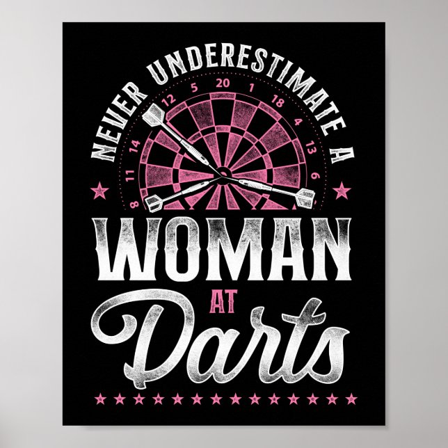 Affiche Darts Dart Ne Sous-Estime Jamais Une Femme À Darts (Devant)