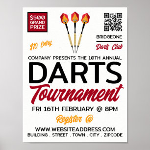 Affiche Darts Design, Darts Tournament Publicité