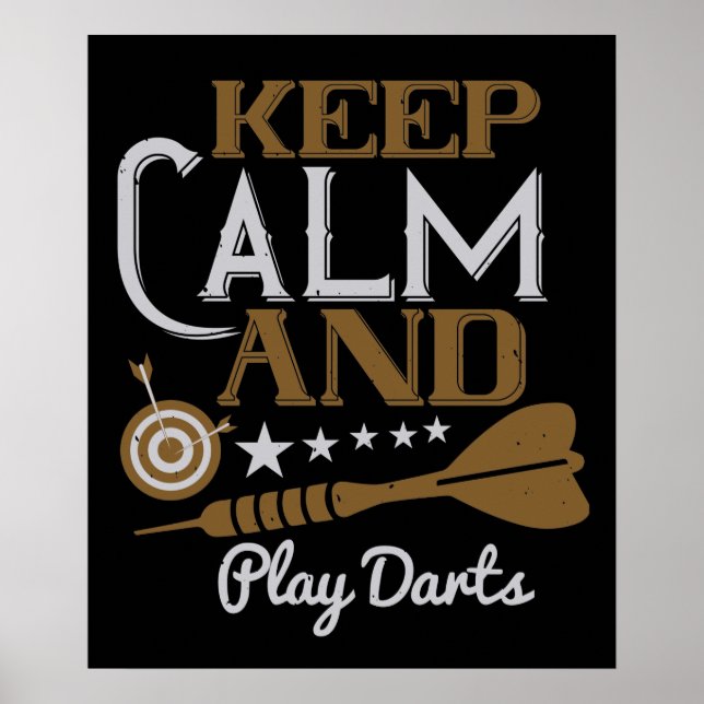 Affiche Darts - Gardez Le Calme Et Jouez Des Darts (Devant)
