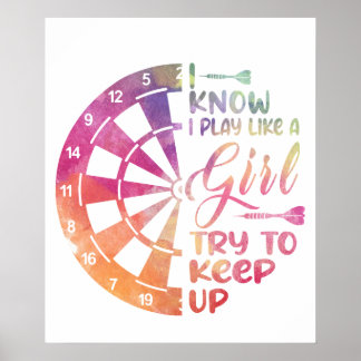 Affiche Darts Women Gift Arrows Field Team Play Like a Gir