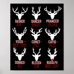 Affiche Dasher Dancer Prancer & Bourbon Noël