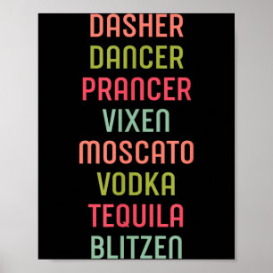 Affiche Dasher Dancer Prancer Vixen Moscato Vodka Tequila
