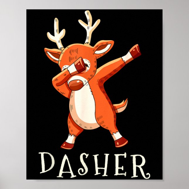 Affiche Dasher Santas Reindeers Family Matching Outfit Chr (Devant)