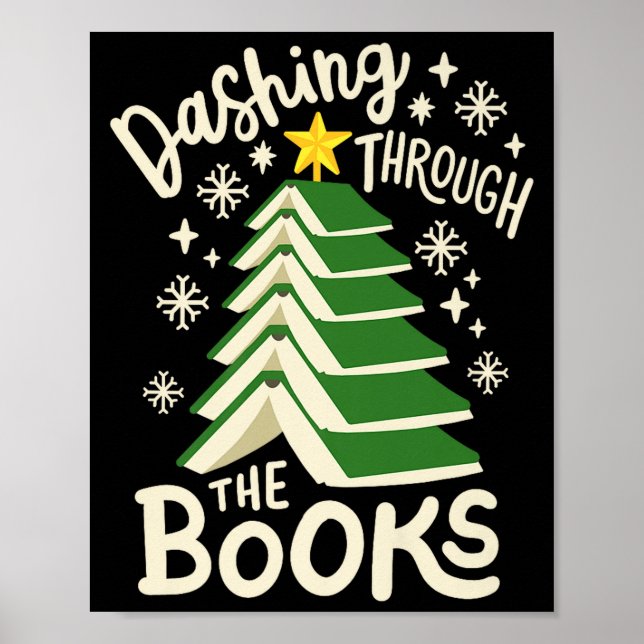Affiche Dashing Through The Books Christmas Book Lovers Me (Devant)