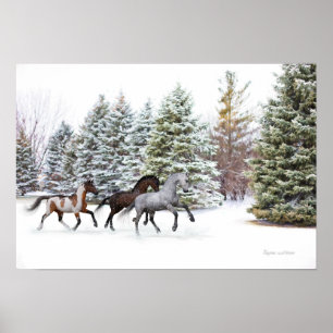 Affiche Dashing Through the Snow - Running Horses Art