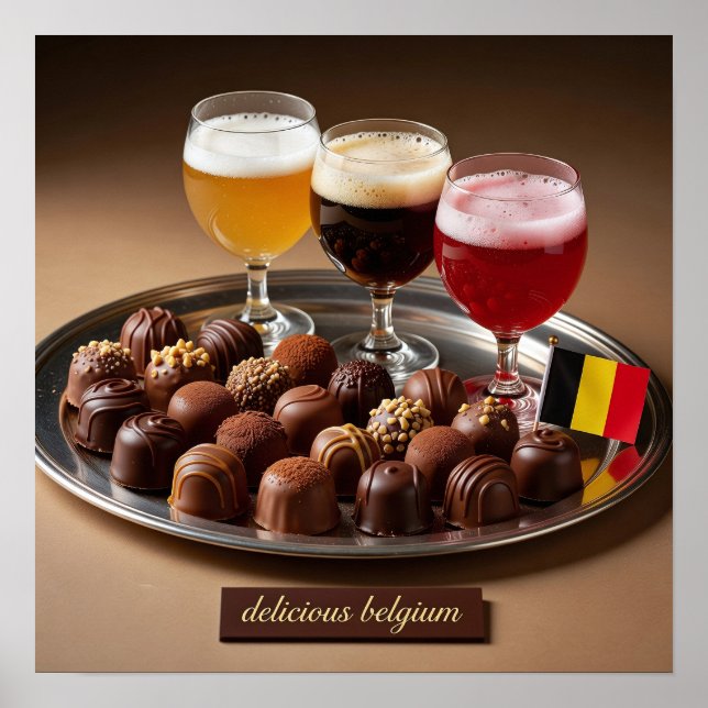 Affiche d'assortiment de bière belge et de chocola (Devant)