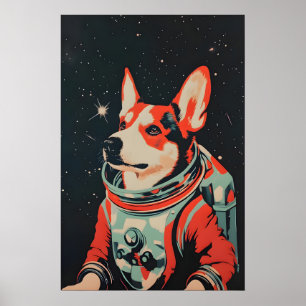 Affiche d'astronaute de chien de bétail australien