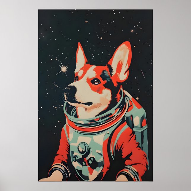 Affiche d'astronaute de chien de bétail australien (Devant)