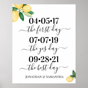 Affiche Date de mariage du meilleur jour Oui jour Citrons 