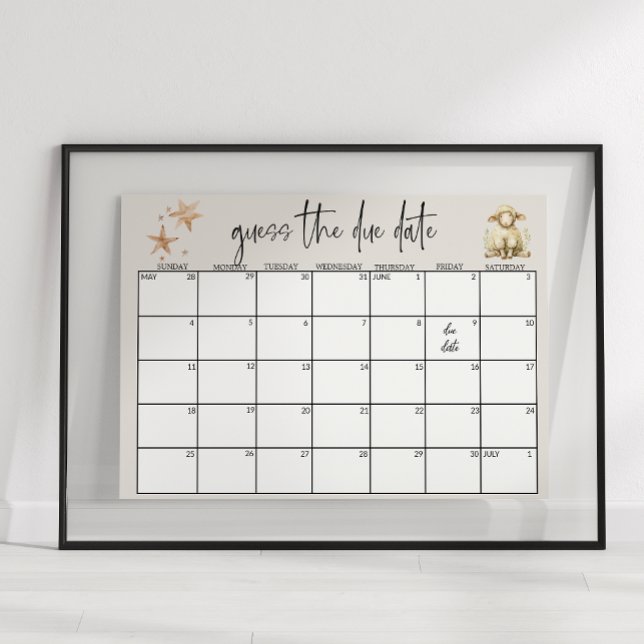 Affiche Date de naissance estimée pour une Baby Shower ave (Créateur téléchargé)