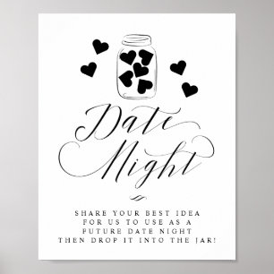 Affiche Date Nuit Mason Jar Hearts Script Mariage Signal