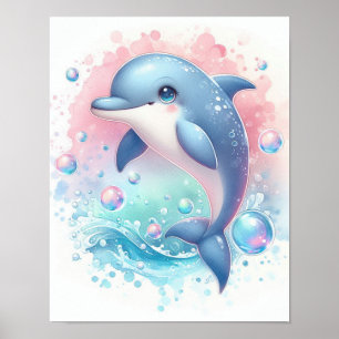 Affiche Dauphin à l'aquarelle