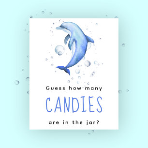 Affiche Dauphin à l'aquarelle - Combien de bonbons jeu