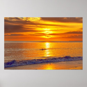 Affiche Dauphin au coucher du soleil, Fort Myers Beach, Fl