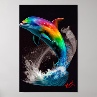 Affiche Dauphin aux couleurs - AI