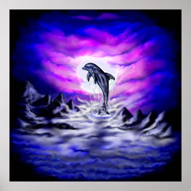 Affiche Dauphin clair de lune (Devant)