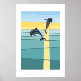 Affiche Dauphin de la mer du soleil moderne dans l'art tur