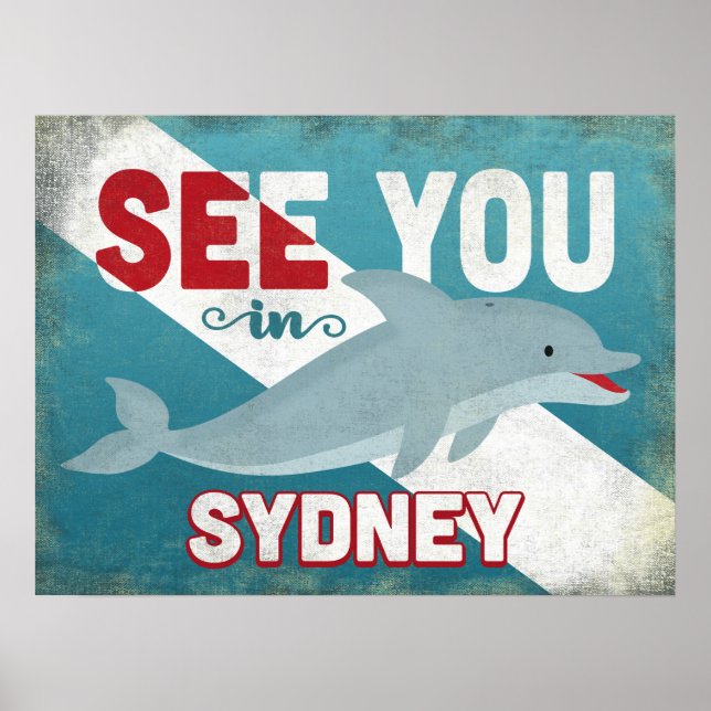 Affiche Dauphin de Sydney - Vintage voyage rétro (Devant)