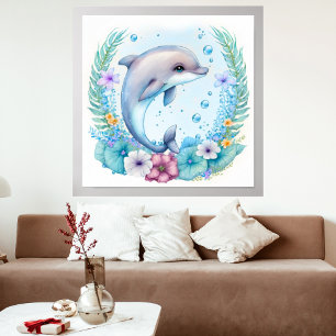 Affiche Dauphin Fleur sauvage personnalisé
