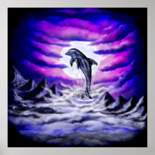 Affiche Dauphin lunaire