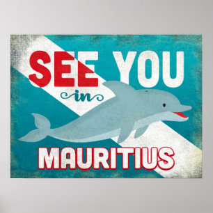 Affiche Dauphin Maurice - Vintage voyage rétro