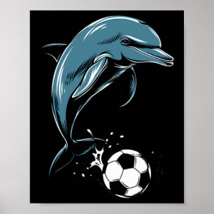 Affiche Dauphin mignon jouant au football - Orque mignonne