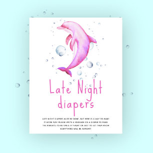 Affiche Dauphin rose aquarelle - couches de nuit