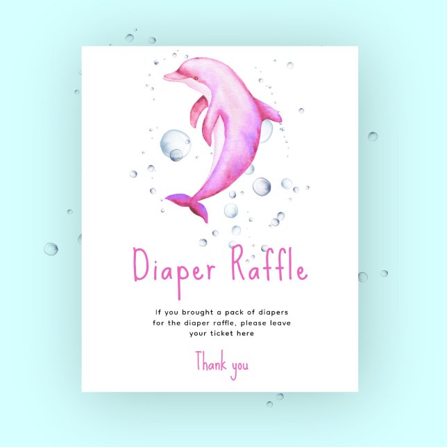 Affiche Dauphin rose aquarelle - Diaper Raffin jeu (Créateur téléchargé)