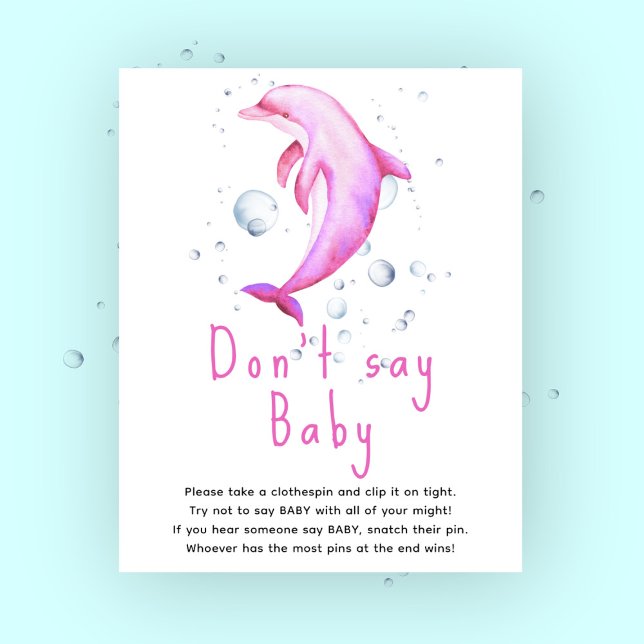 Affiche Dauphin rose aquarelle - Ne dites pas bébé (Créateur téléchargé)