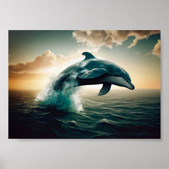 Affiche Dauphin Sauter de l'eau (Devant)