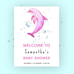 Affiche Dauphin sous la mer baby shower accueil