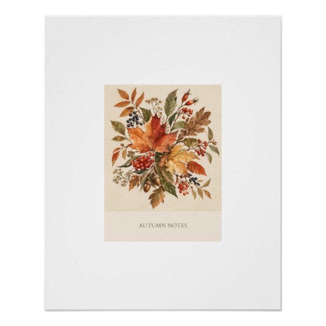 Affiche d'automne avec feuilles cosy.  (Devant)
