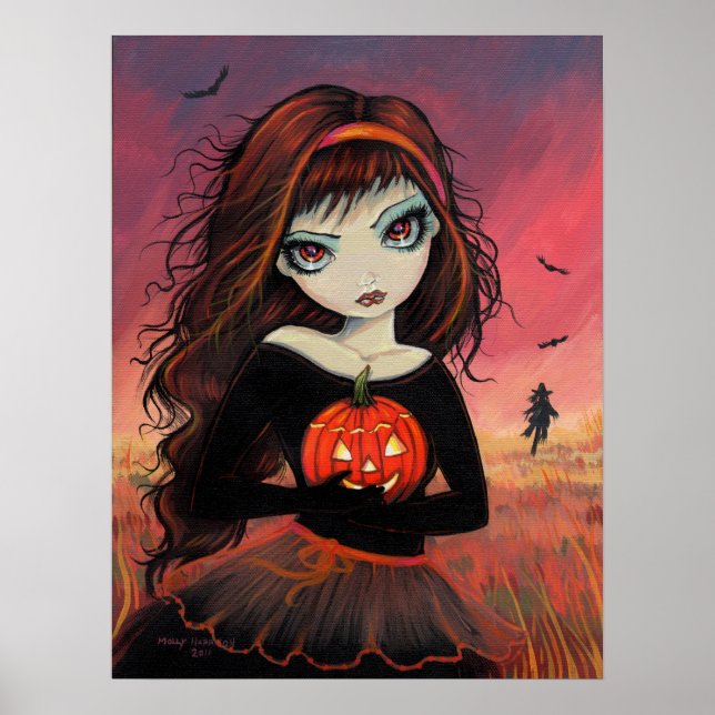 Affiche d'automne et de feu pour Halloween (Devant)