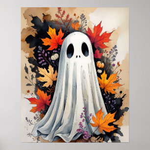 Affiche d'automne fantôme – Halloween & automne co