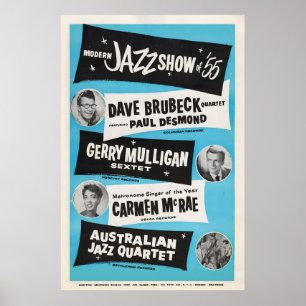 Affiche Dave Brubeck - Gerry Mulligan - Carmen McRae - AJQ