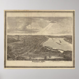 Affiche Davenport, Iowa, comme vu de l'ouest du sud