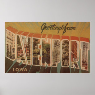 Affiche Davenport, Iowa - Scènes de grandes lettres