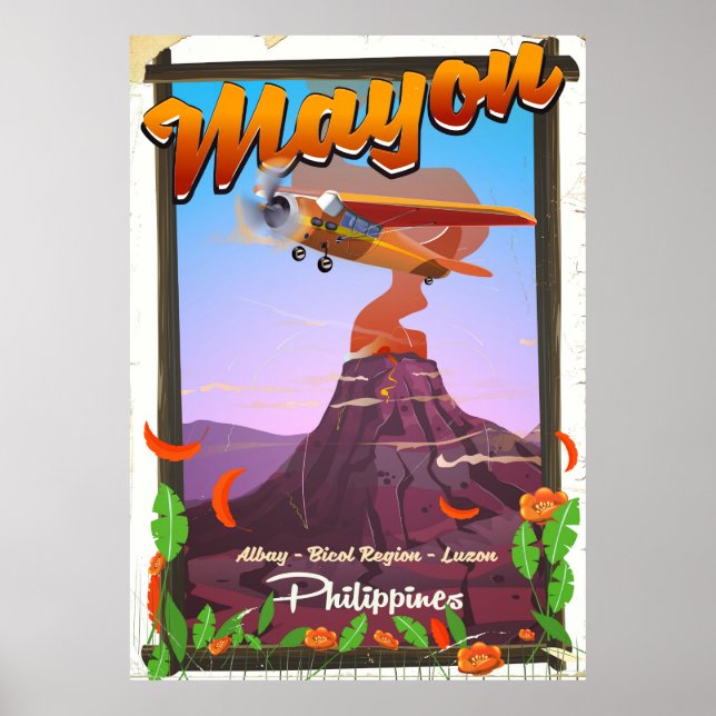 Affiche d'aventure du volcan Mayon Philippines (Devant)