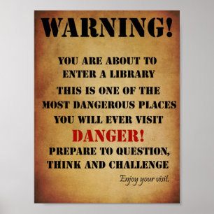 Affiche d'avertissement de bibliothèque