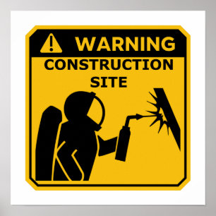 Affiche d'avertissement de construction des ingéni