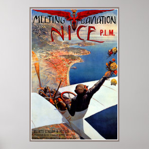 Affiche d'Aviation de réunion, Nice, France 1910 arts