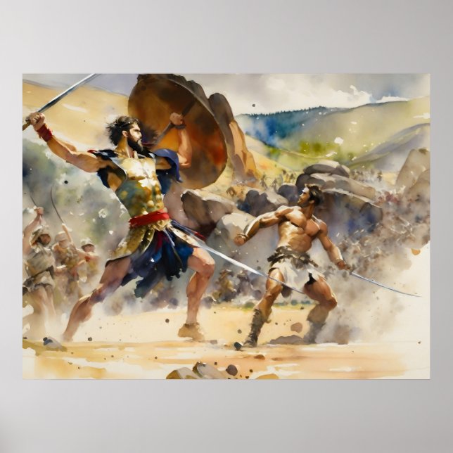 Affiche David combat Goliath puissant (Devant)