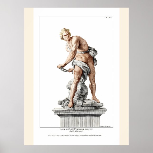 Affiche David de Bernini dans une gravure de Nicolas Dorig (Devant)