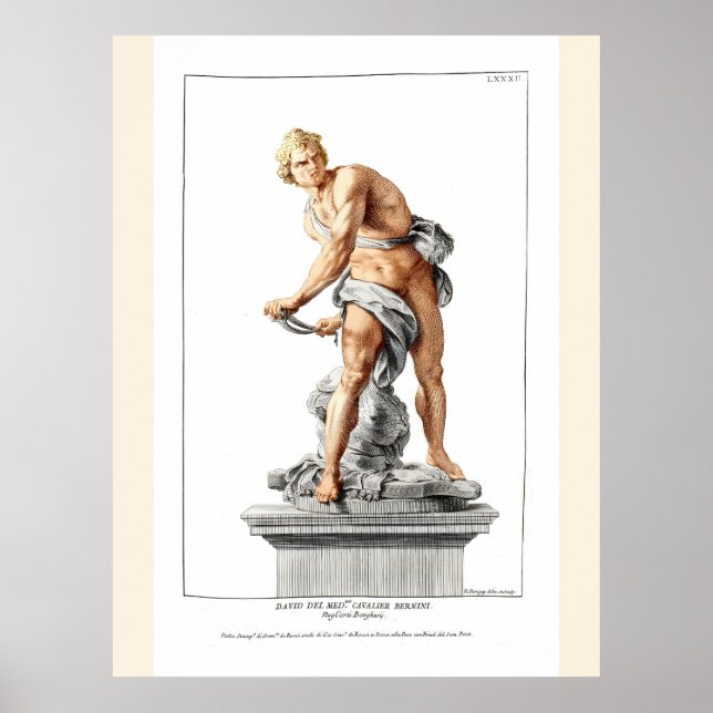 Affiche David de Bernini dans une gravure de Nicolas Dorig (Devant)
